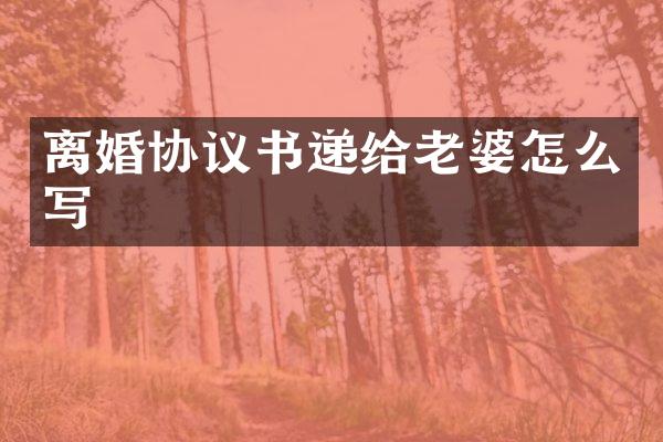 离婚协议书递给老婆怎么写