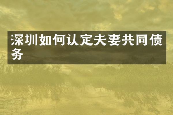 深圳如何认定夫妻共同债务