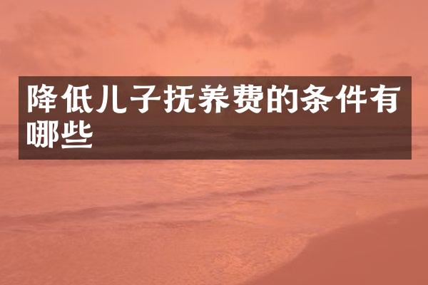 降低儿子抚养费的条件有哪些