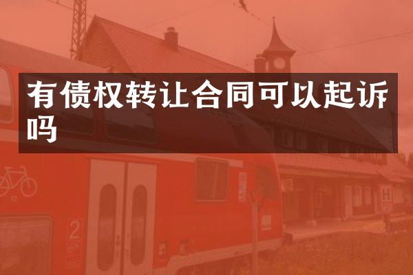 有债权转让合同可以起诉吗