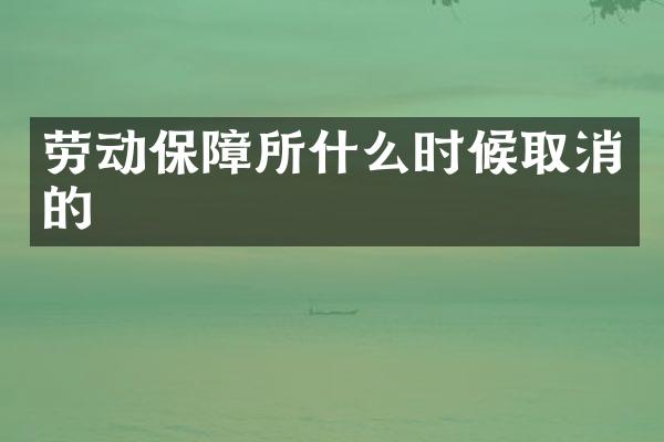 劳动保障所什么时候取消的