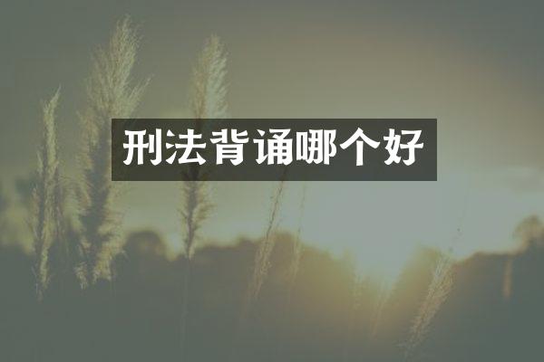 刑法背诵哪个好