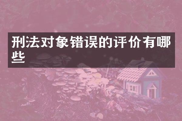 刑法对象错误的评价有哪些