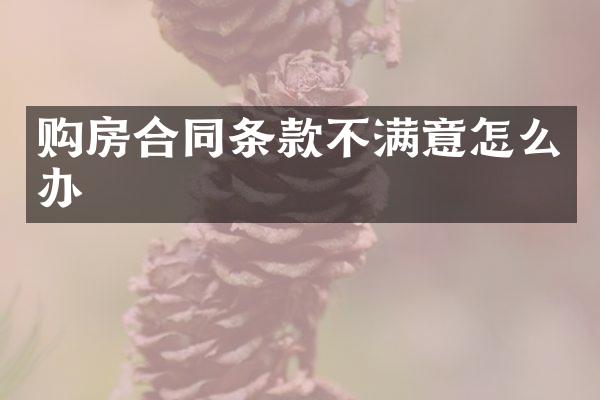 购房合同条款不满意怎么办