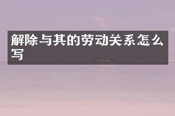 解除与其的劳动关系怎么写