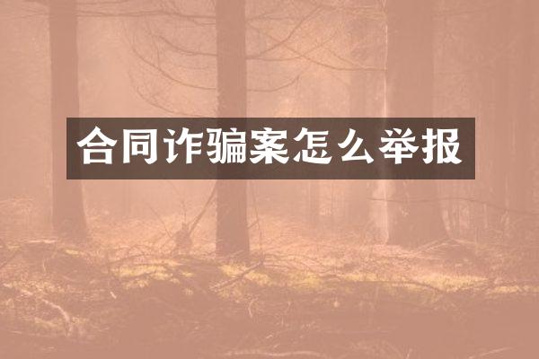 合同诈骗案怎么举报