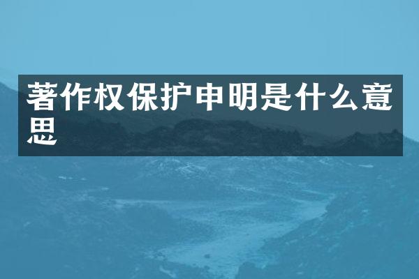 著作权保护申明是什么意思