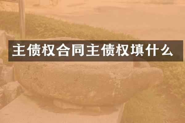 主债权合同主债权填什么
