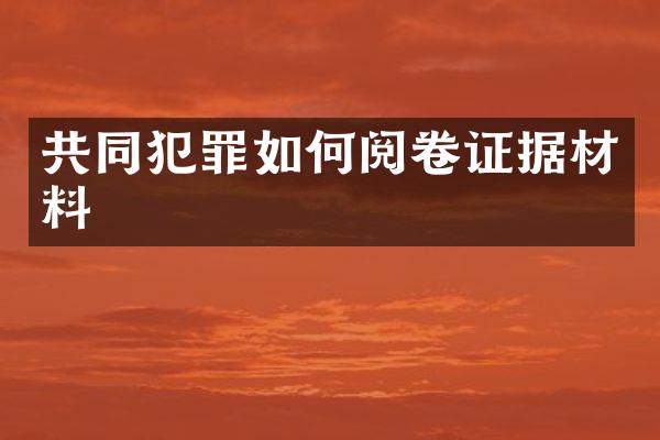 共同犯罪如何阅卷证据材料