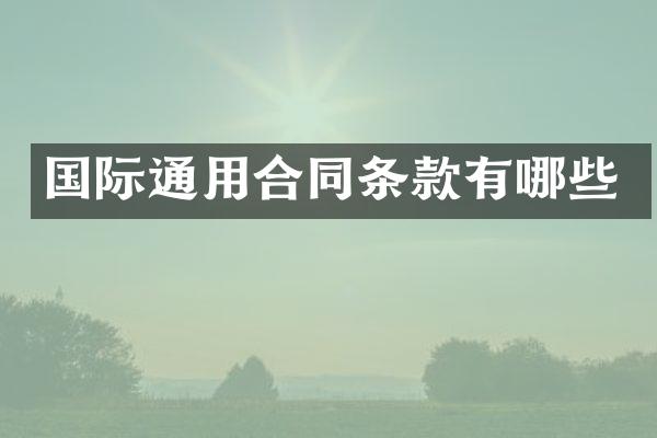 国际通用合同条款有哪些