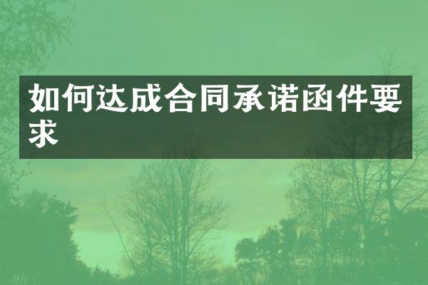 如何达成合同承诺函件要求