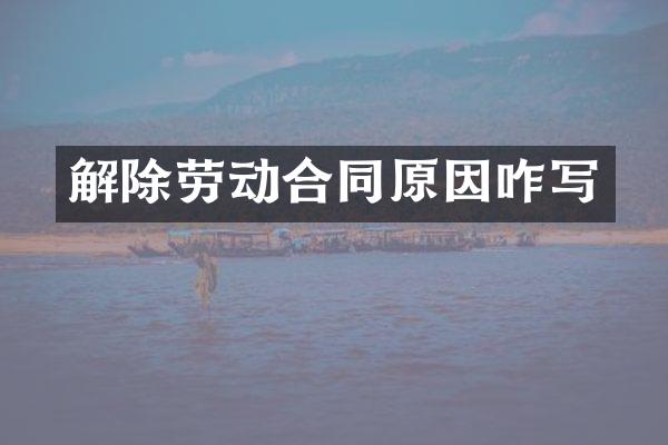 解除劳动合同原因咋写