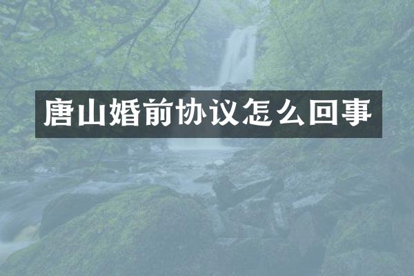 唐山婚前协议怎么回事