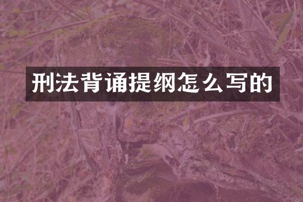 刑法背诵提纲怎么写的