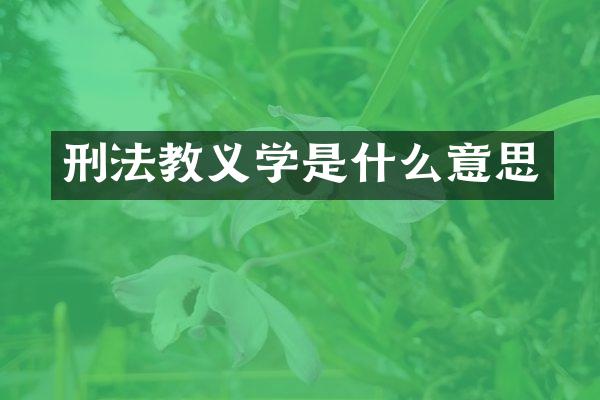 刑法教义学是什么意思