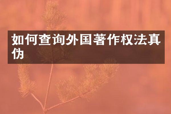 如何查询外国著作权法真伪