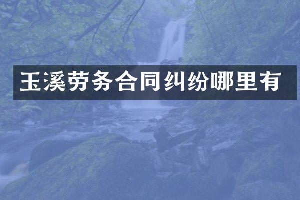 玉溪劳务合同纠纷哪里有