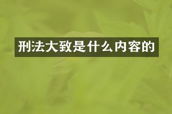 刑法大致是什么内容的