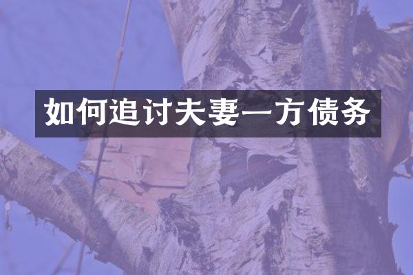 如何追讨夫妻一方债务