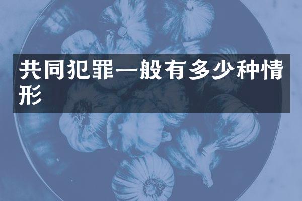 共同犯罪一般有多少种情形