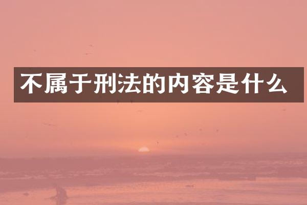 不属于刑法的内容是什么