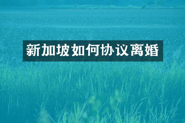 新加坡如何协议离婚