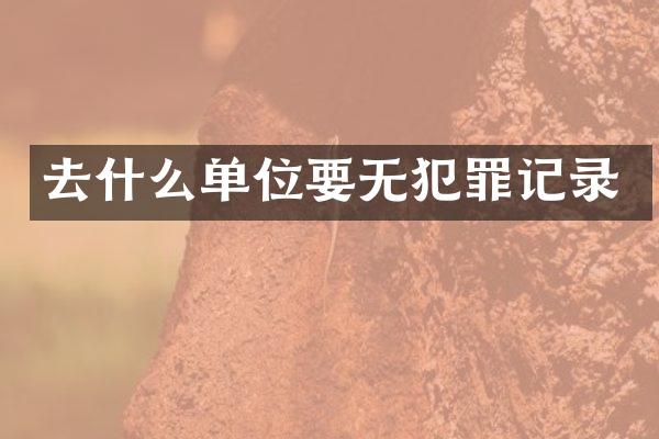 去什么单位要无犯罪记录