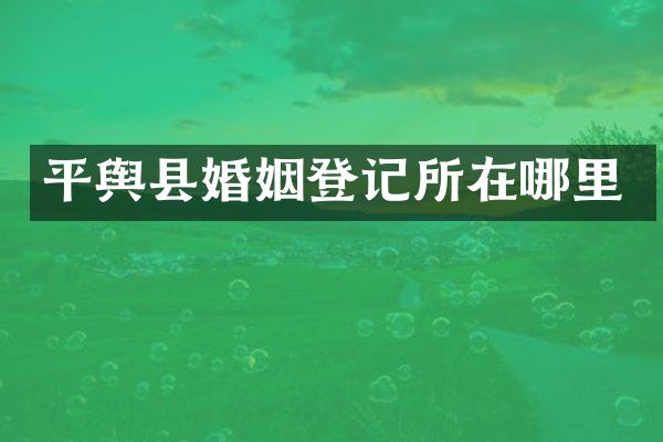 平舆县婚姻登记所在哪里