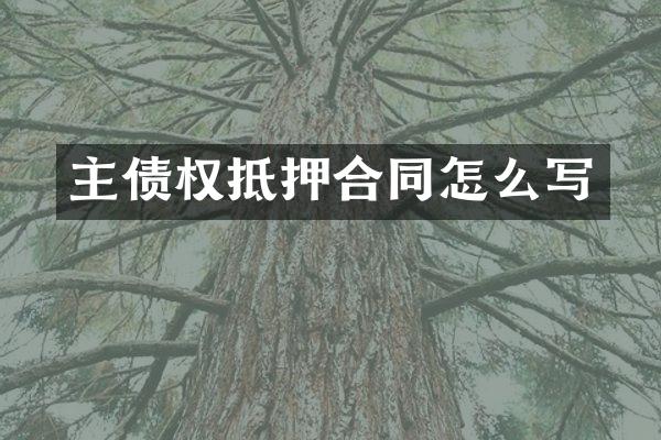 主债权抵押合同怎么写