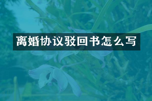 离婚协议驳回书怎么写