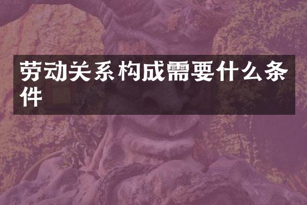 劳动关系构成需要什么条件