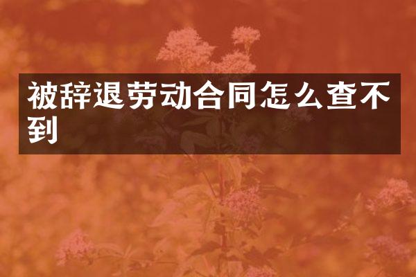 被辞退劳动合同怎么查不到