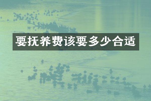 要抚养费该要多少合适