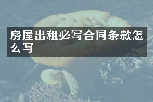 房屋出租必写合同条款怎么写