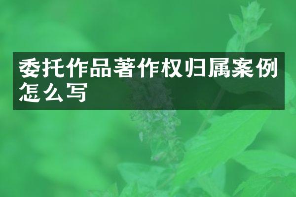 委托作品著作权归属案例怎么写