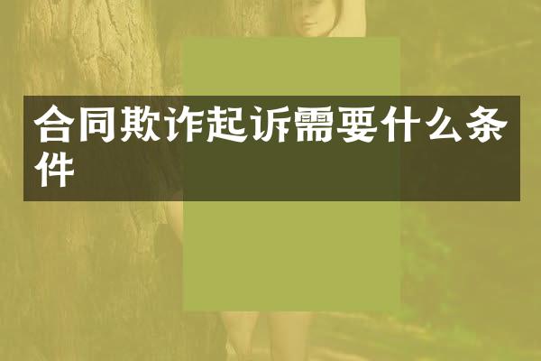 合同欺诈起诉需要什么条件