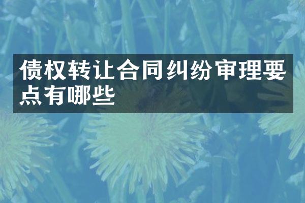 债权转让合同纠纷审理要点有哪些