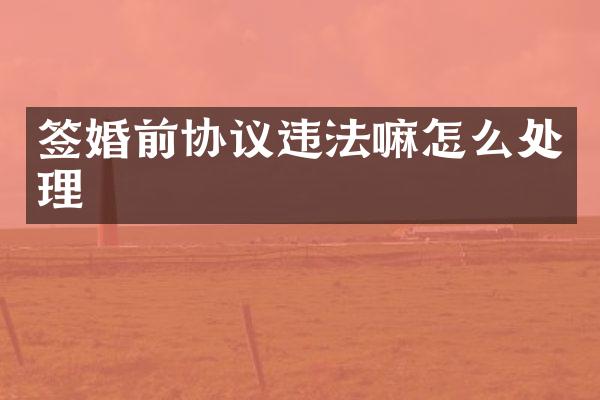 签婚前协议违法嘛怎么处理
