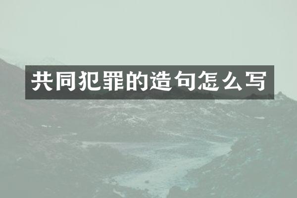 共同犯罪的造句怎么写