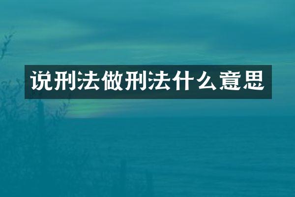 说刑法做刑法什么意思