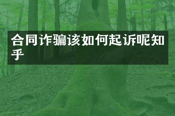 合同诈骗该如何起诉呢知乎