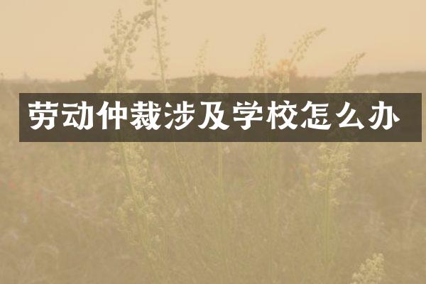 劳动仲裁涉及学校怎么办