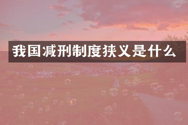 我国减刑制度狭义是什么