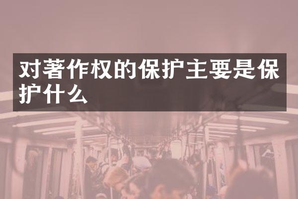 对著作权的保护主要是保护什么