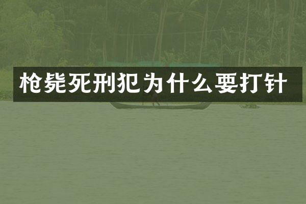 枪毙死刑犯为什么要打针