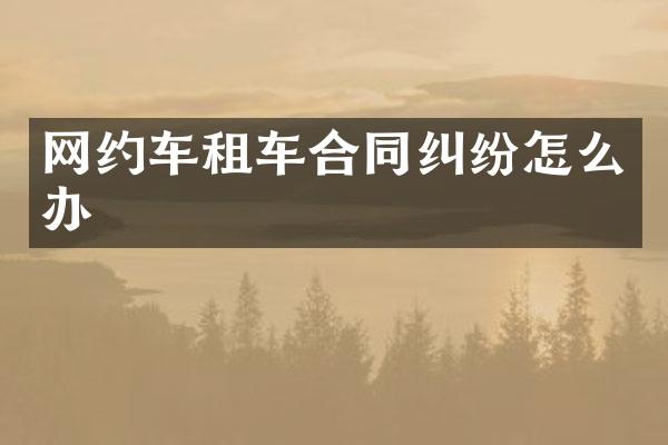 网约车租车合同纠纷怎么办