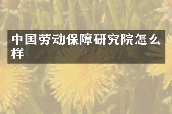 中国劳动保障研究院怎么样
