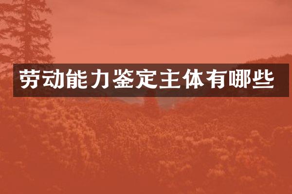 劳动能力鉴定主体有哪些