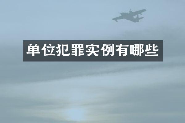 单位犯罪实例有哪些
