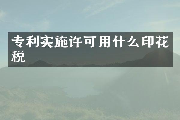 专利实施许可用什么印花税